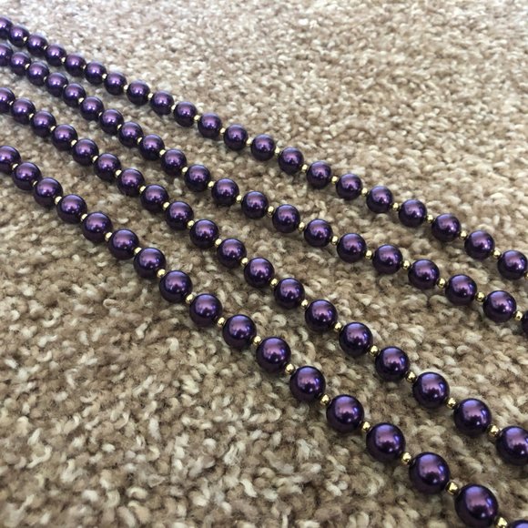 Long Purple & Silver Beaded Necklace - Picture 2 of 7